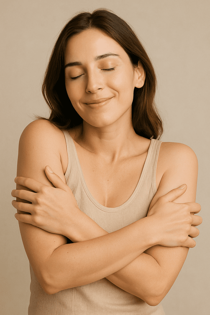 mujer sin mamoplastia