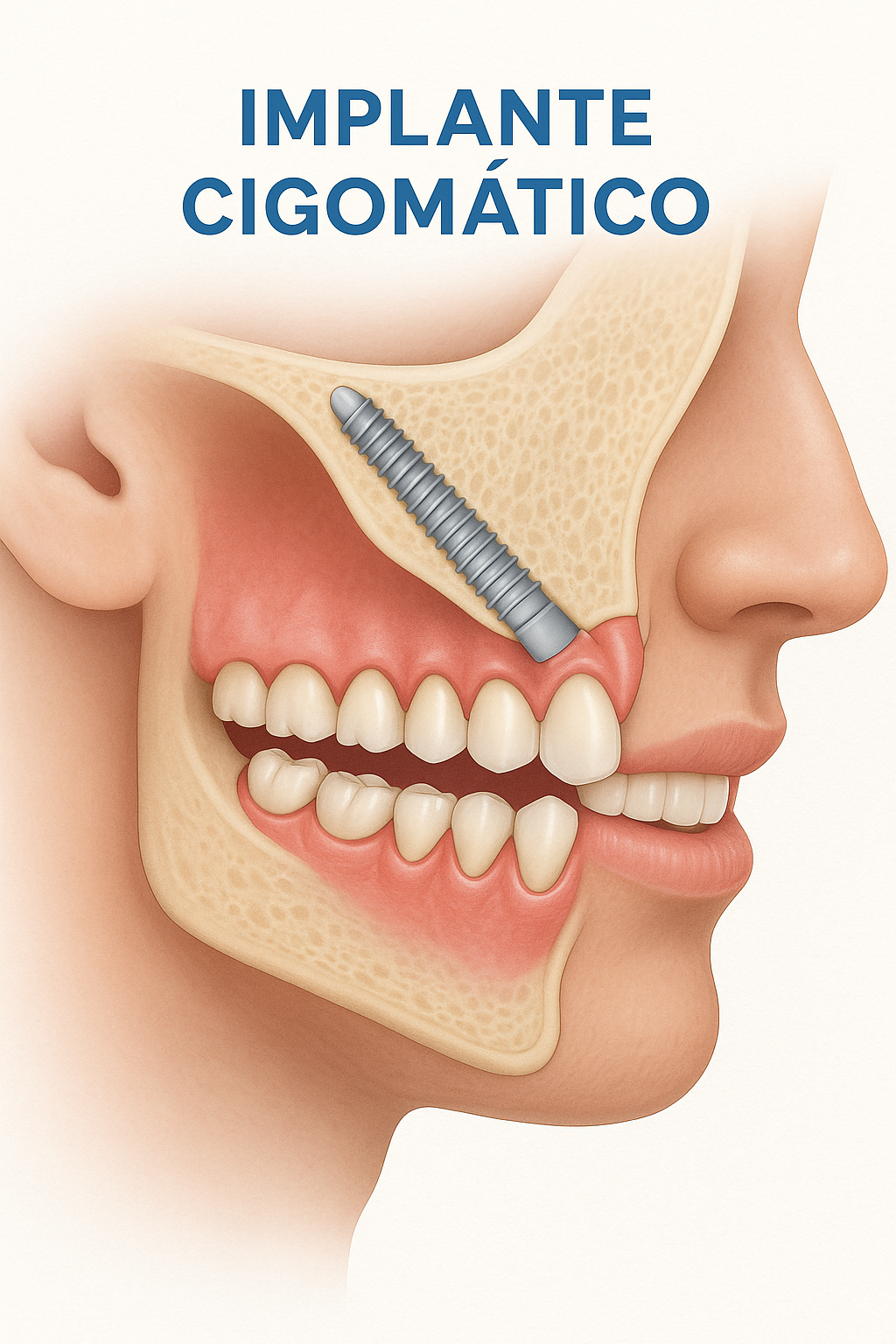 ilustración implante cigomático