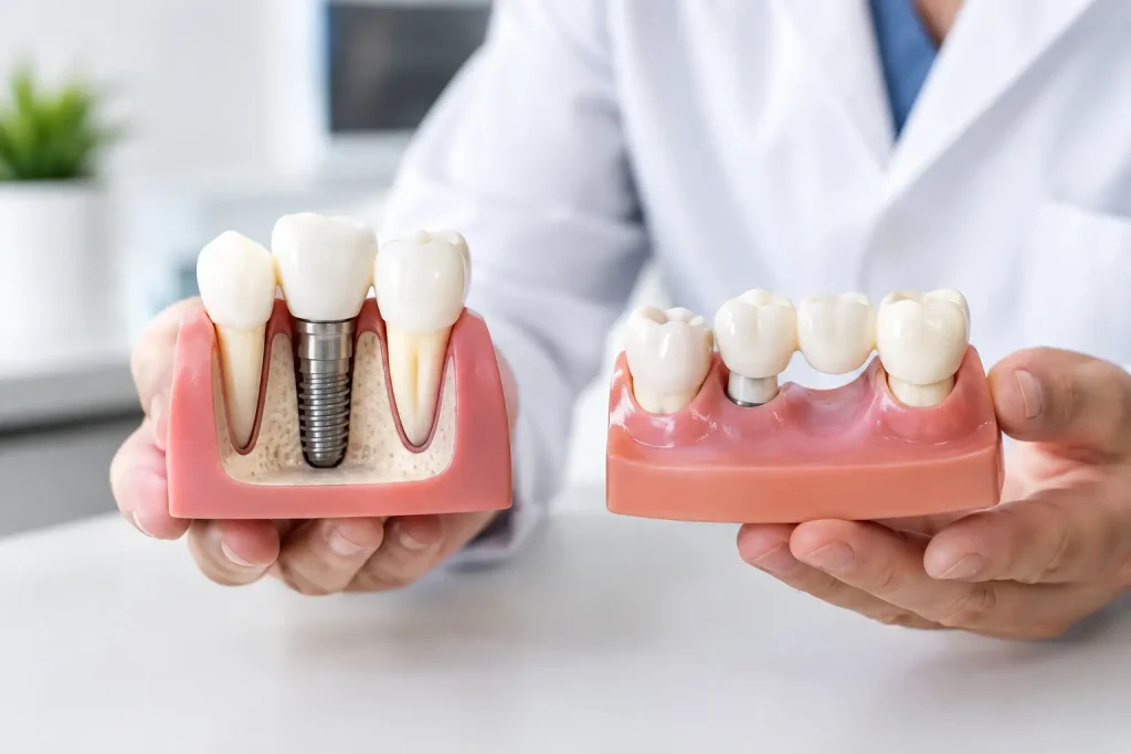 Implante dental versus puente fijo: ¿cuál elegir?